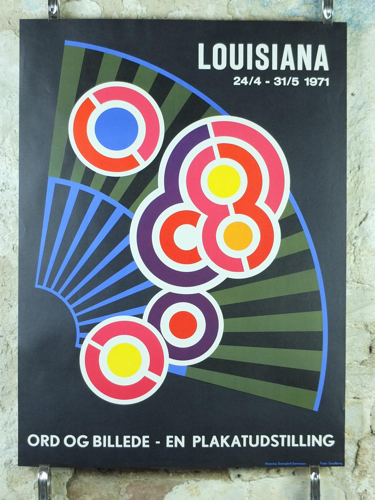 1971 Henning Damgård Sørensen Poster, Words and Images, Louisiana, geometric abstract movement artist gallery exhibition, wall art decor