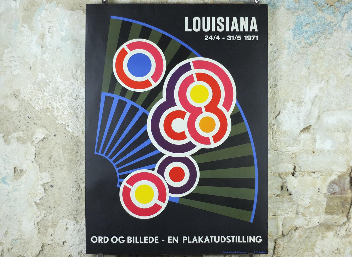 1971 Henning Damgård Sørensen Poster, Words and Images, Louisiana, geometric abstract movement artist gallery exhibition, wall art decor
