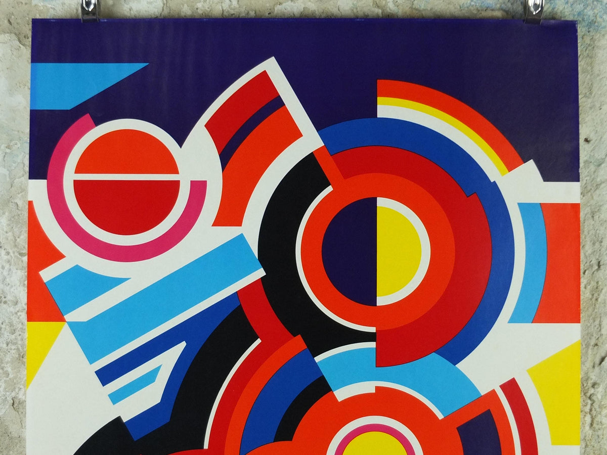 1982 DSB Danish State Rail Poster, by Henning Damgård Sørensen for Danske Statsbaner, geometric abstract movement, wall art decor