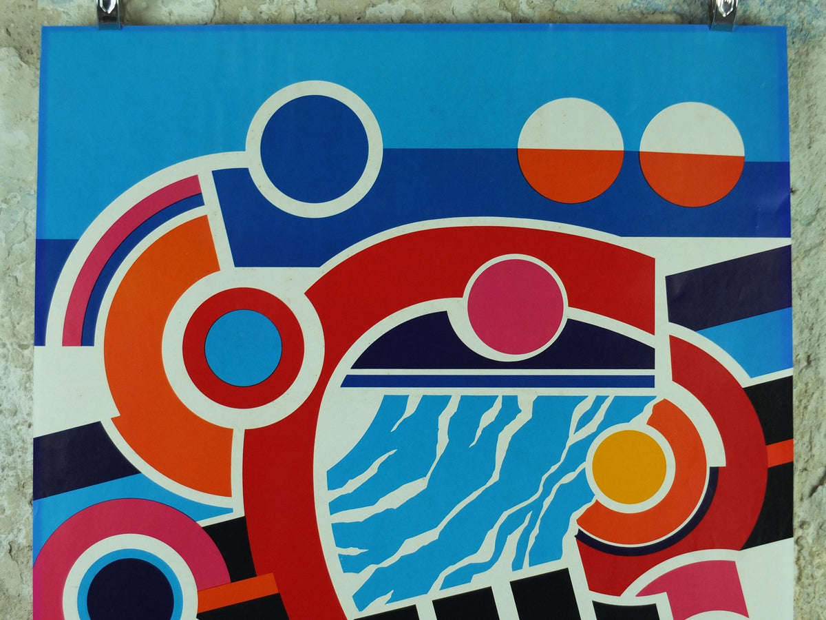 1982 DSB Danish State Rail Poster, by Henning Damgård Sørensen for Danske Statsbaner, geometric abstract movement, wall art decor