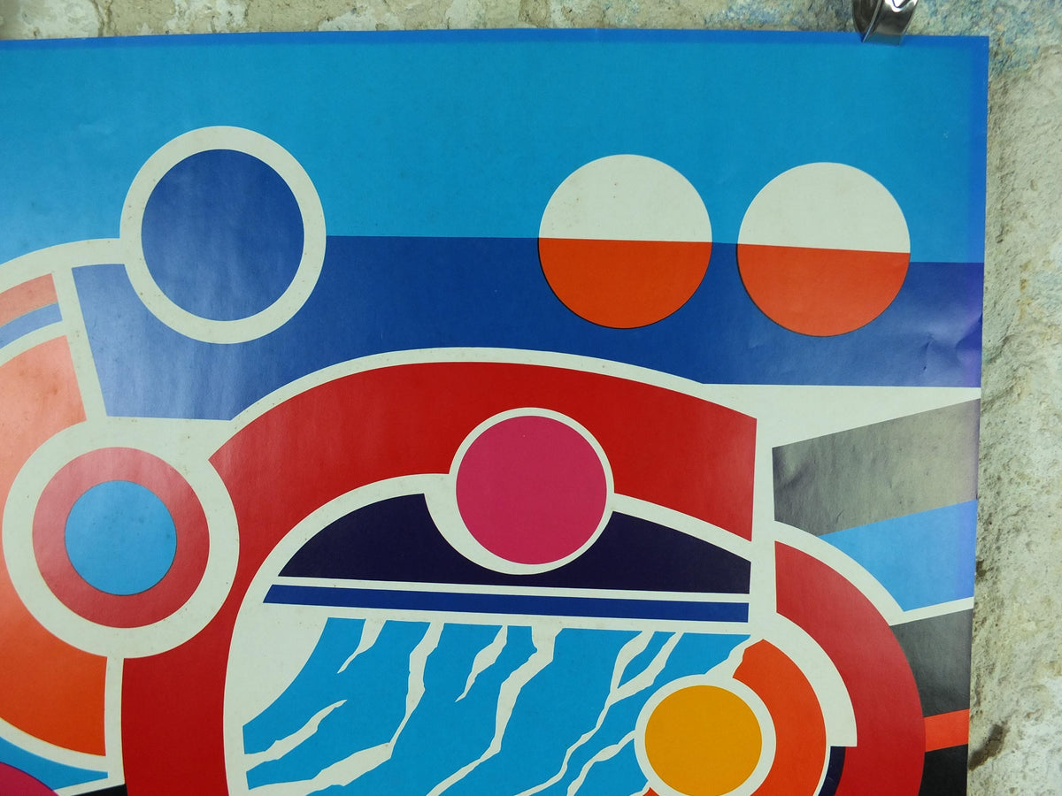 1982 DSB Danish State Rail Poster, by Henning Damgård Sørensen for Danske Statsbaner, geometric abstract movement, wall art decor