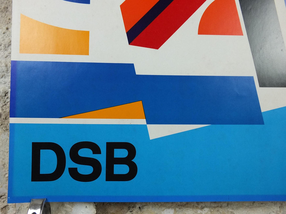 1982 DSB Danish State Rail Poster, by Henning Damgård Sørensen for Danske Statsbaner, geometric abstract movement, wall art decor