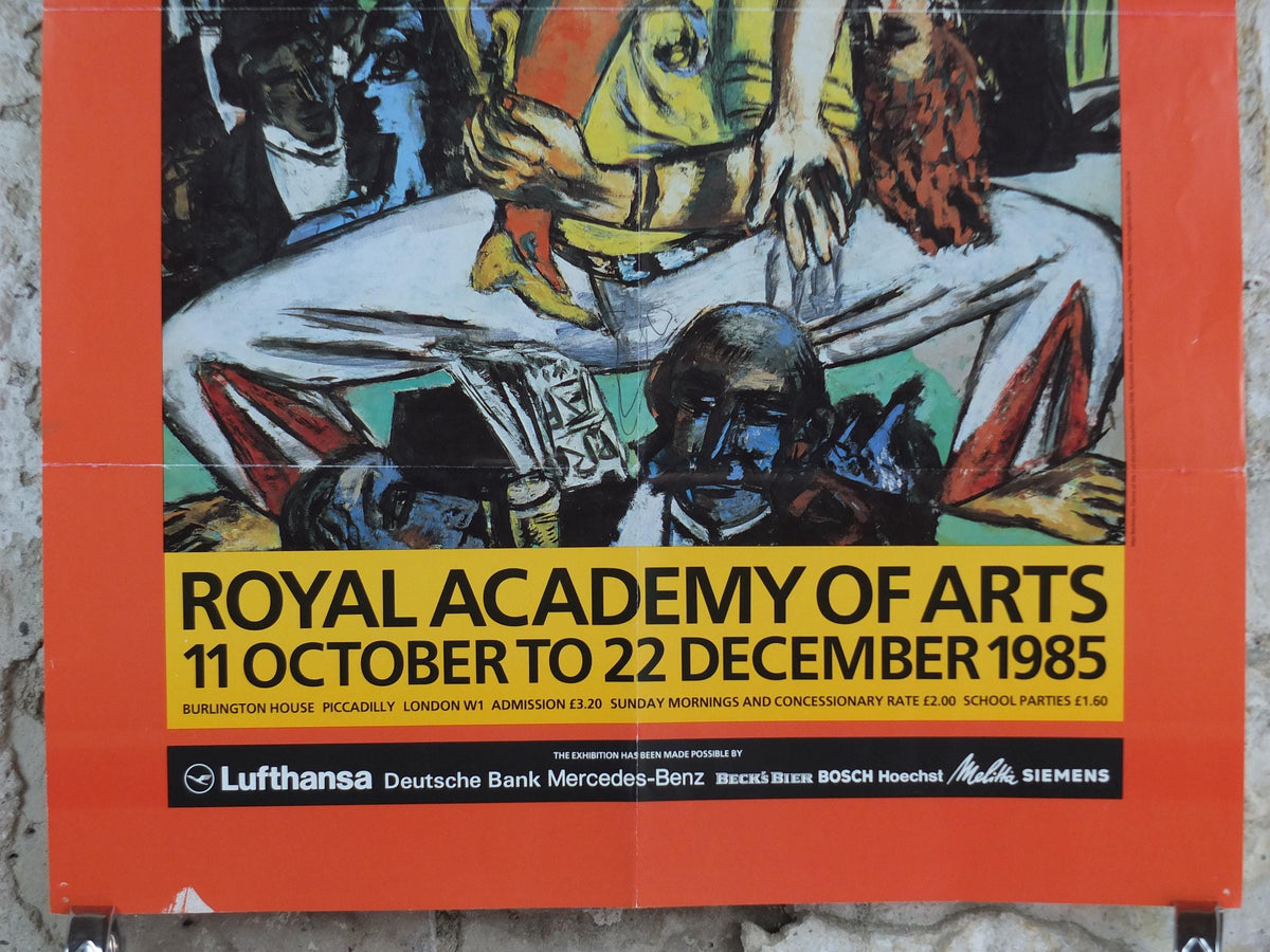 1985 Max Beckmann Poster, Dance of the Cut throats 1938, Royal Academy of Arts, Expressionism New Objectivity, gallery exhibition, wall art