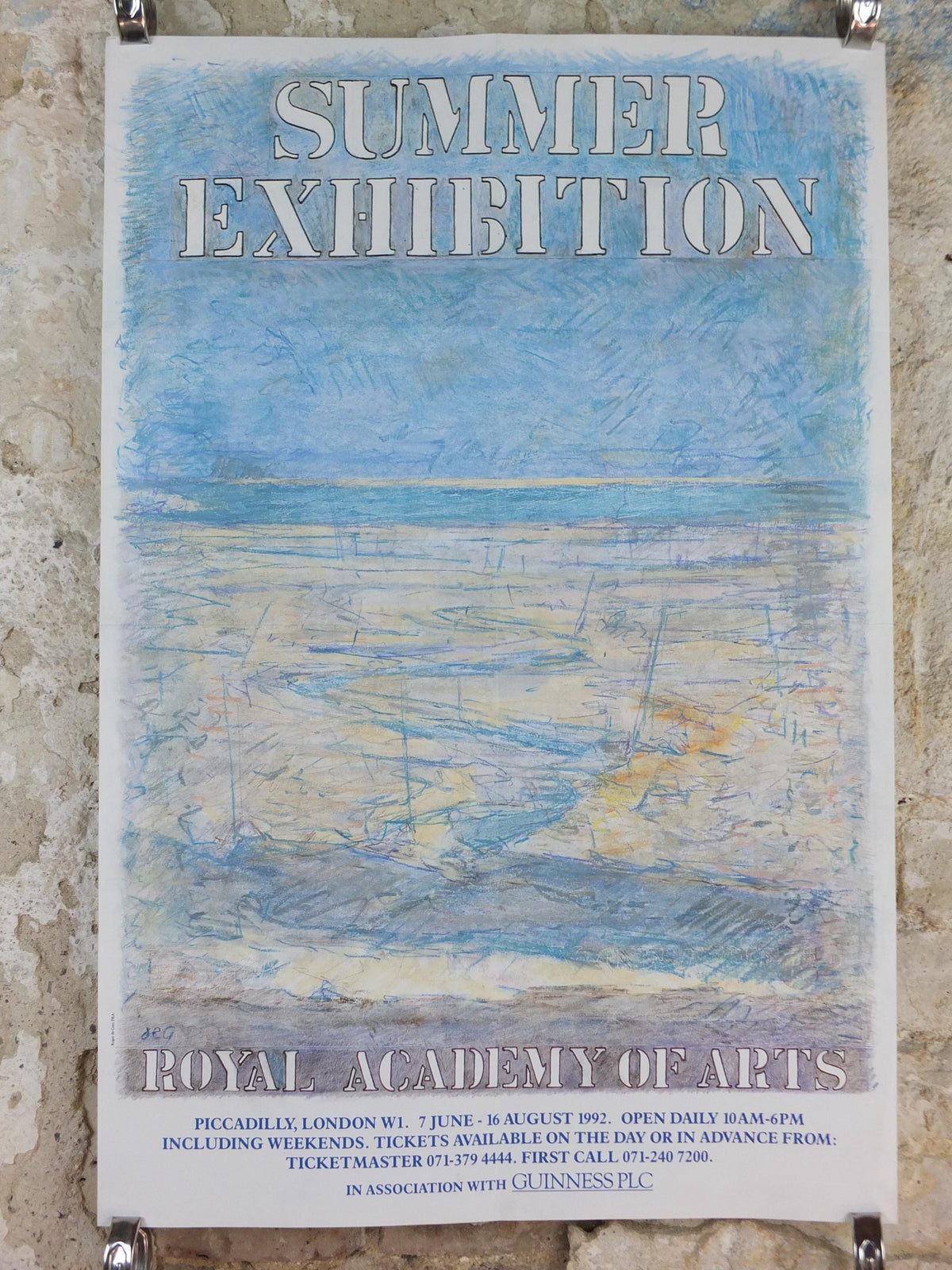 1992 Roger de Grey Poster, Seascape, Royal Academy of Arts, Summer Exhibition, exhibition wall art decor