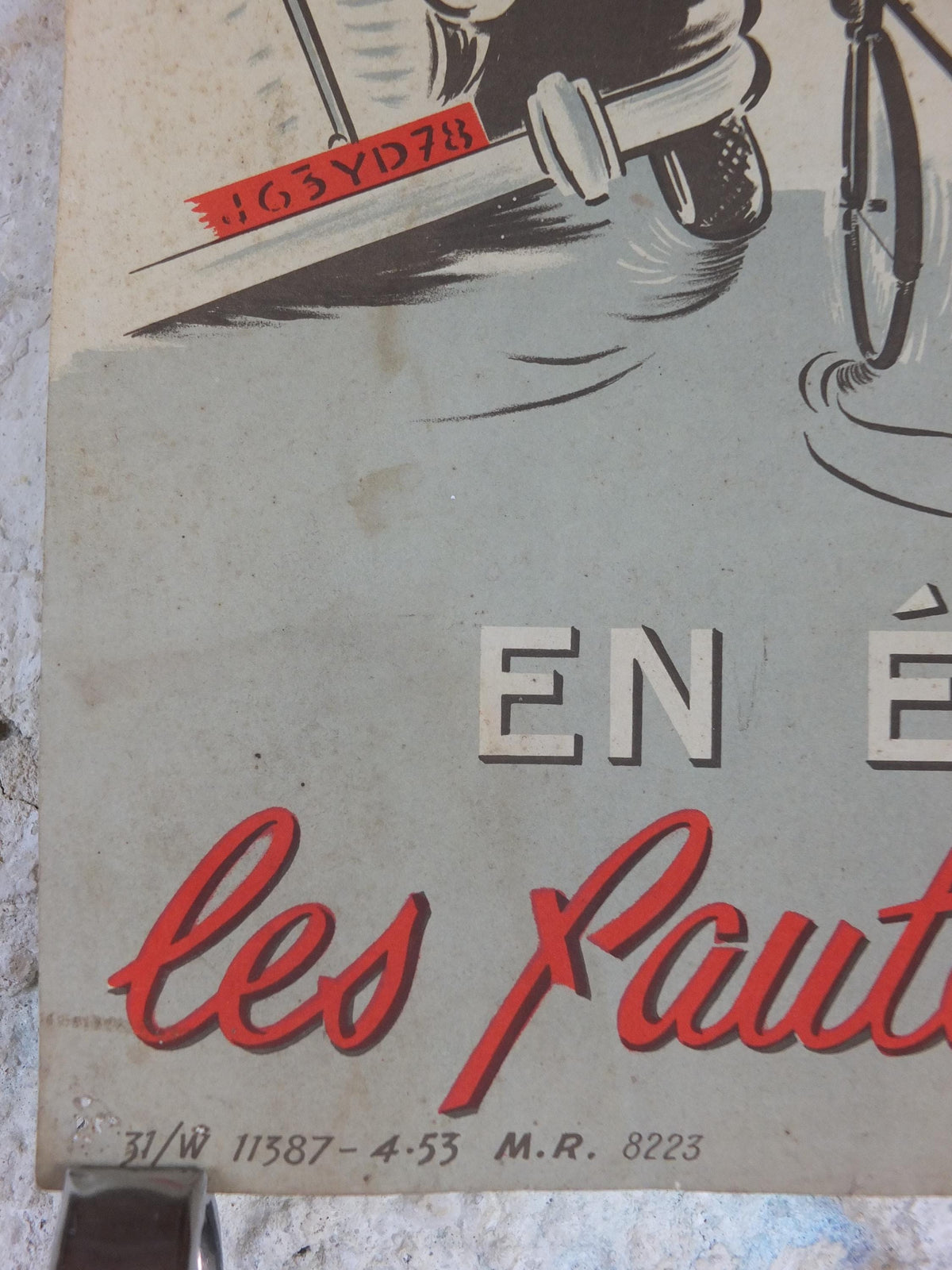 1950s SNCF cycle safety poster, avoiding serious mistakes, by R Iaine, industrial, train rail dangers, retro wall art decor