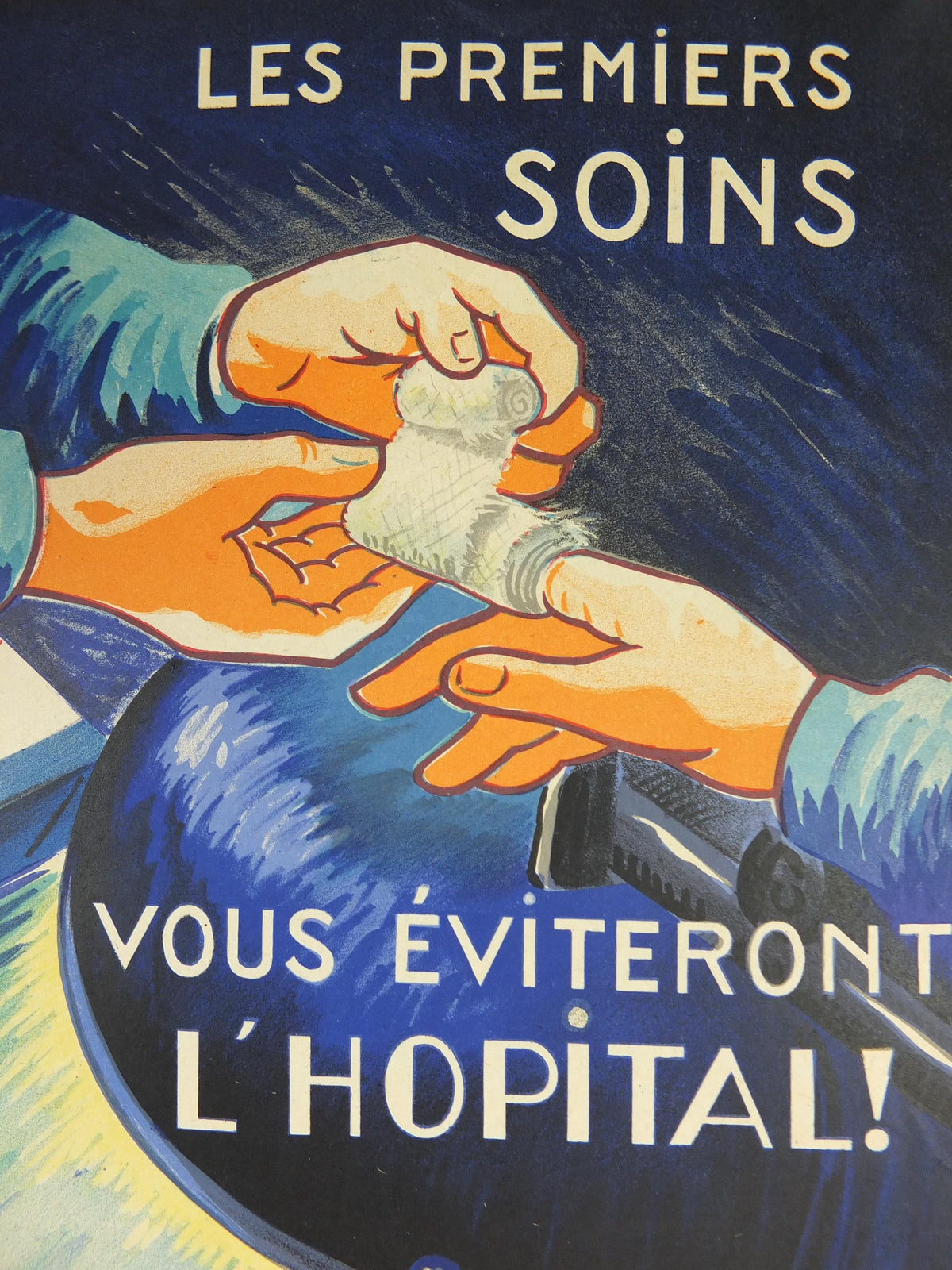 1950s Vintage First Aid French, bandages, theatre surgery, doctors, by Durupt, first aid kit, health dangers, retro wall art decor