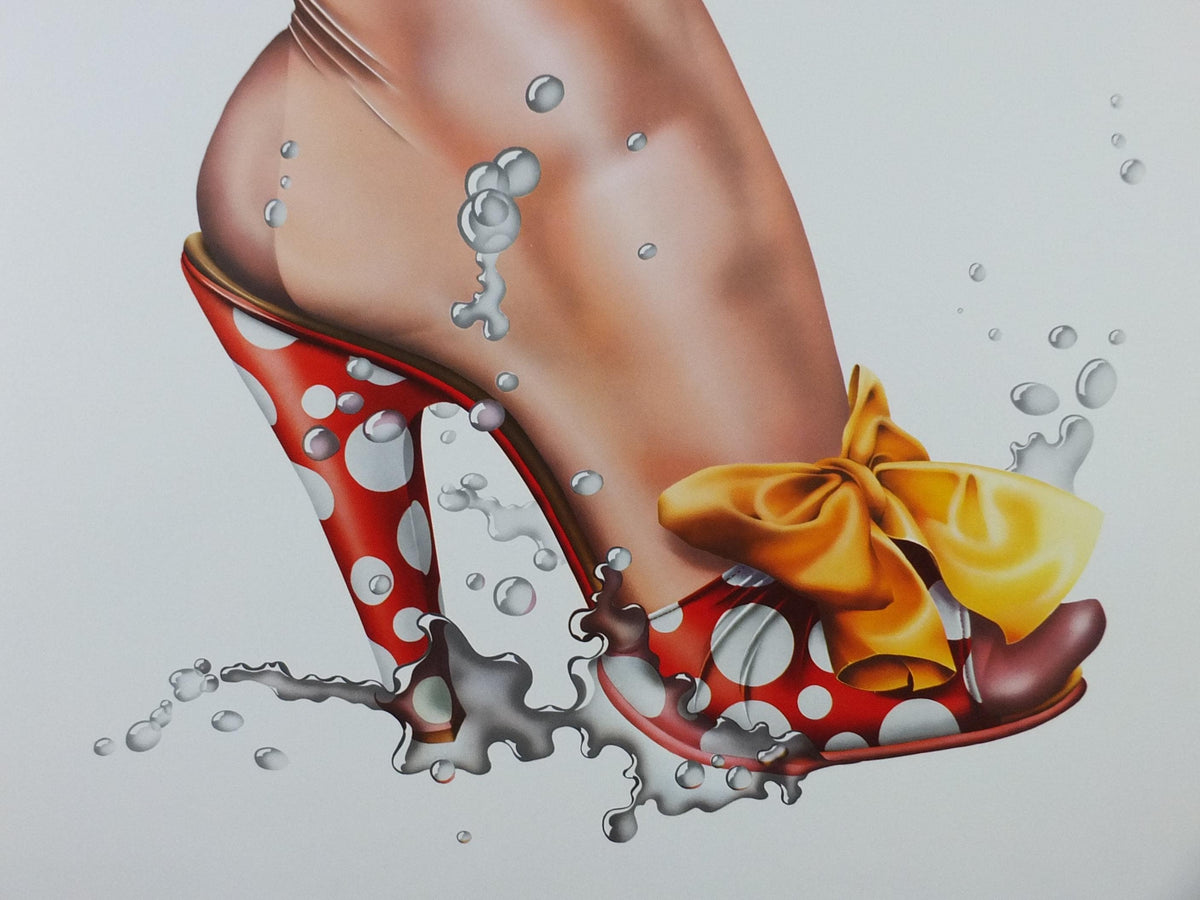 1972 Michael English Poster, Shoe from the "strikes water" series, High Heels, Gallery Exhibition wall art decor and memorabilia