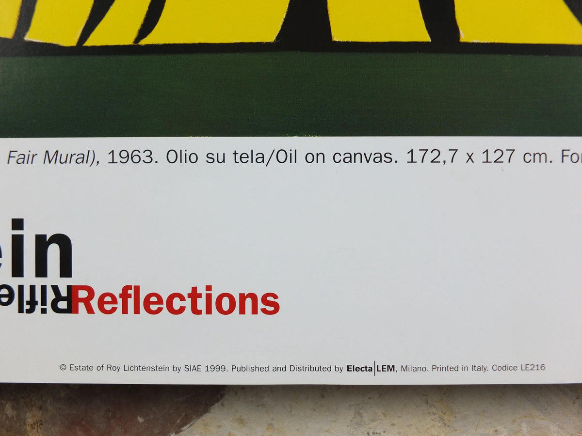 1999 Roy Lichtenstein Poster, "Girl in Window" 1963, Laughing red head, Reflections, Gallery Exhibition wall art decor and memorabilia