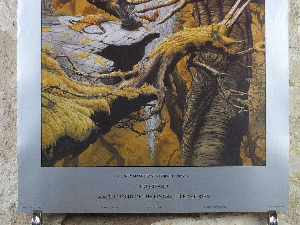 1993 Lord of the Rings Poster, Treebeard with Merry and Pippen, Hobbits & Ents, JRR Tolkien by Rodney Matthews, Middle Earth, wall art decor
