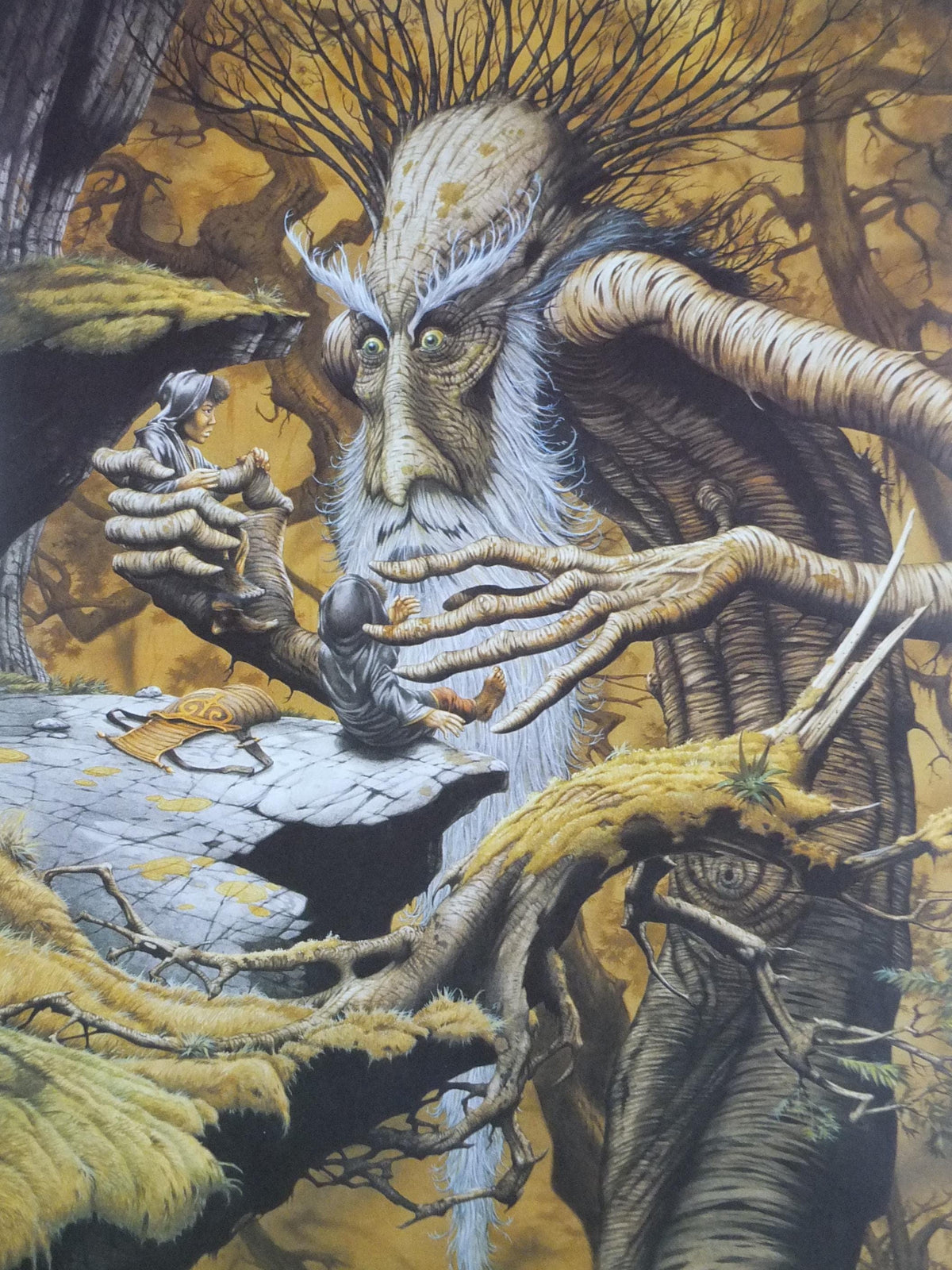 1993 Lord of the Rings Poster, Treebeard with Merry and Pippen, Hobbits & Ents, JRR Tolkien by Rodney Matthews, Middle Earth, wall art decor