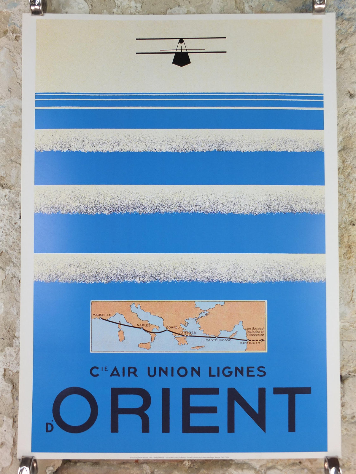 Cie Air Union Lignes Orient Poster, vintage French Airline by Jean Olivier 1929, reprint from 1999, modernist art deco, wall art decor