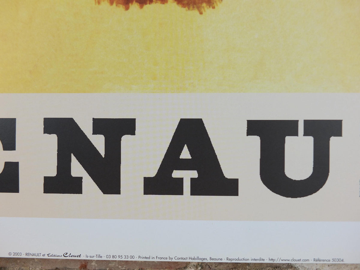 Renault Poster, Renault roadster with a plane vintage French carmaker, reprint from 2003, modernist art deco, wall art decor