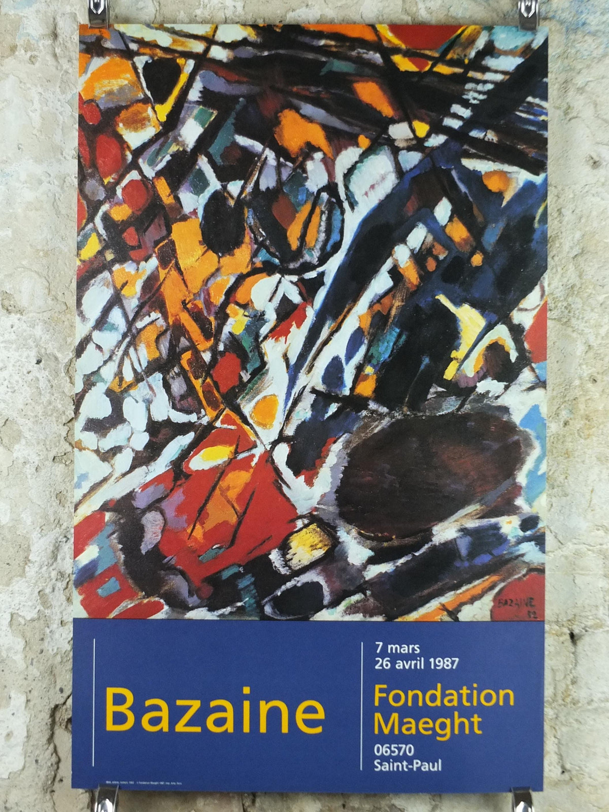 1987 Jean Bazaine Poster, Midi, Arbres, Rochers, Fondation Maeght, Paris, France, Abstract Impressionism, gallery exhibition, wall art decor