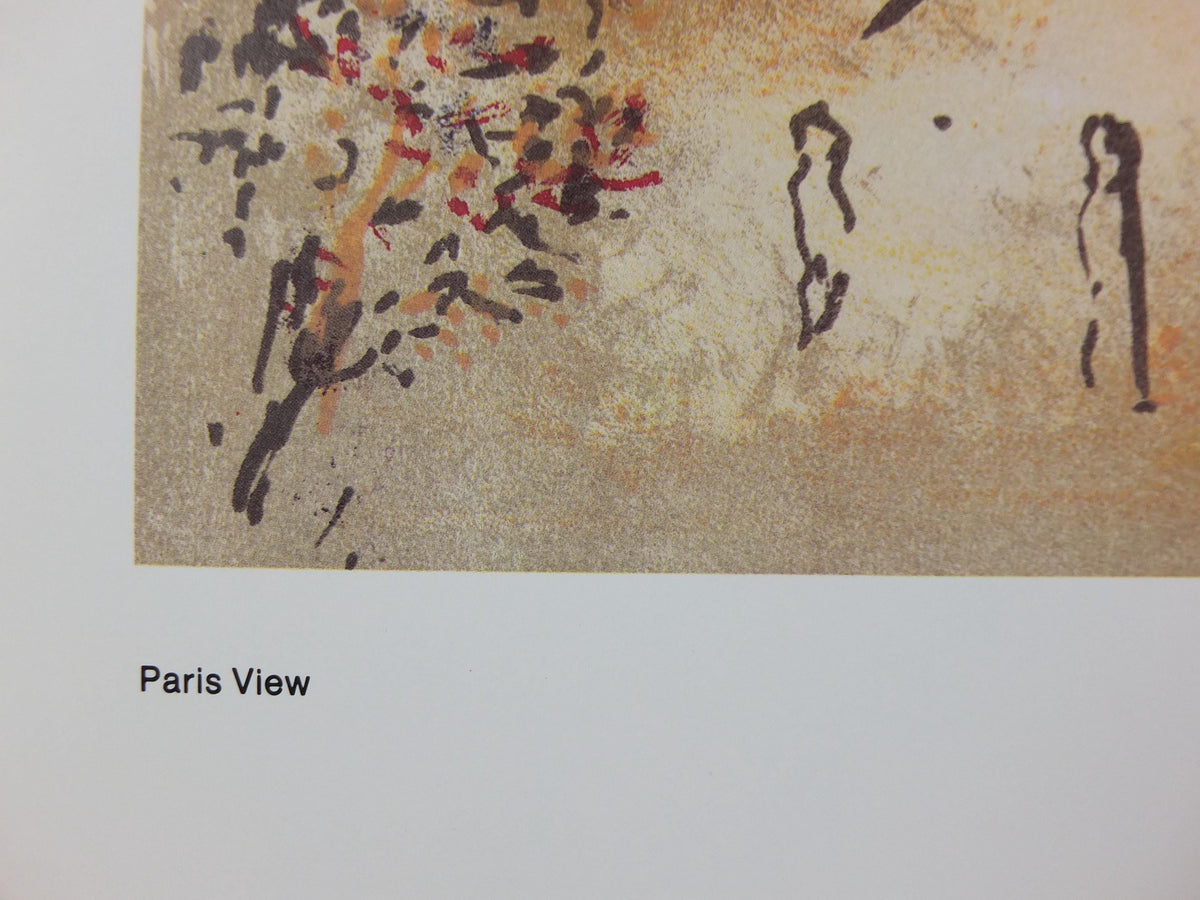 1979 Marc Chagall Poster, Paris View 1954, The Lovers of Notre Dame, Cubism and Expressionism, gallery exhibition, wall art decor