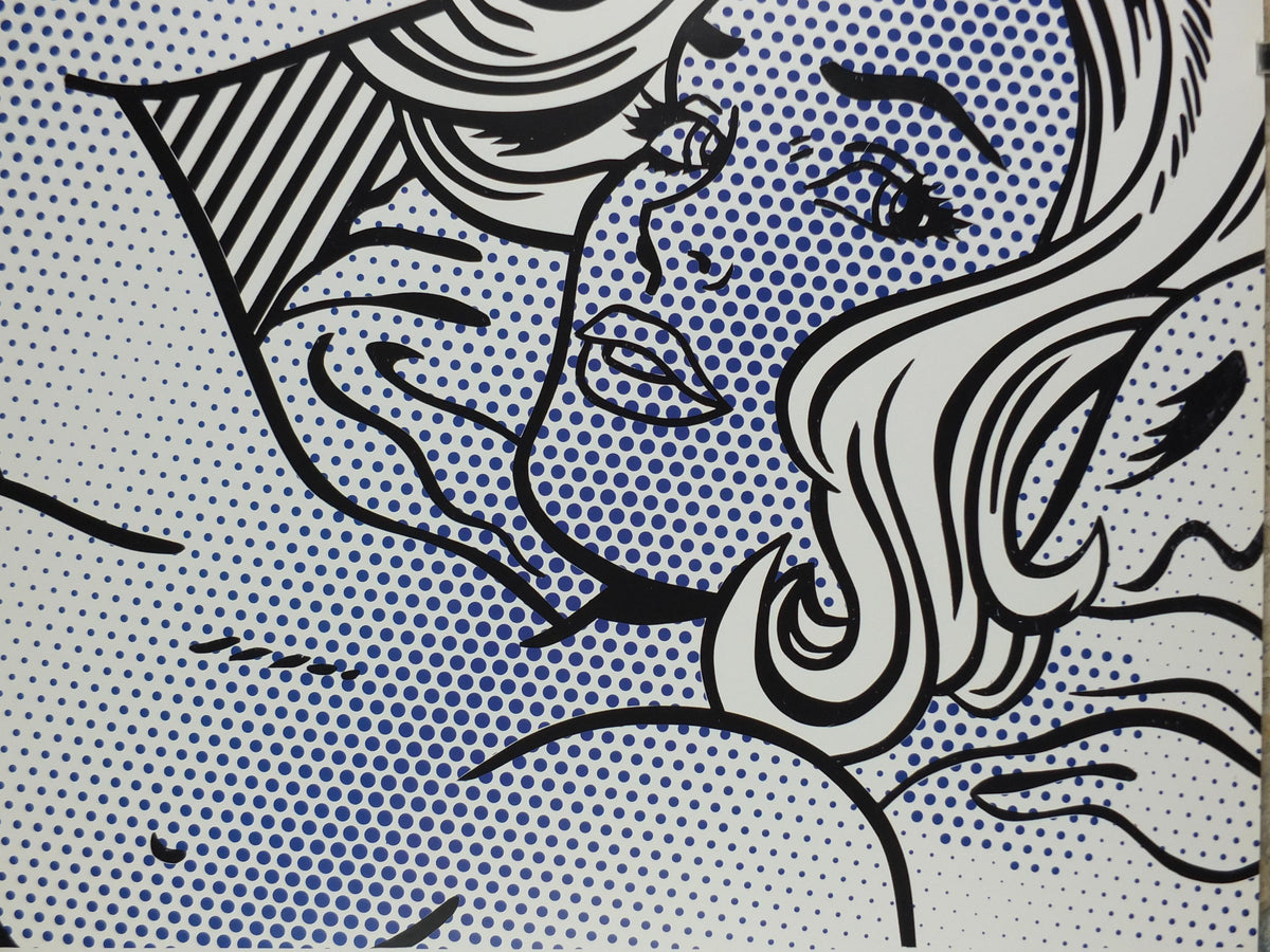 1996 Roy Lichtenstein Poster, "Seductive Girl" 1996, reclining girl with smouldering eyes adjusting her hair, Pop Art Gallery wall art decor