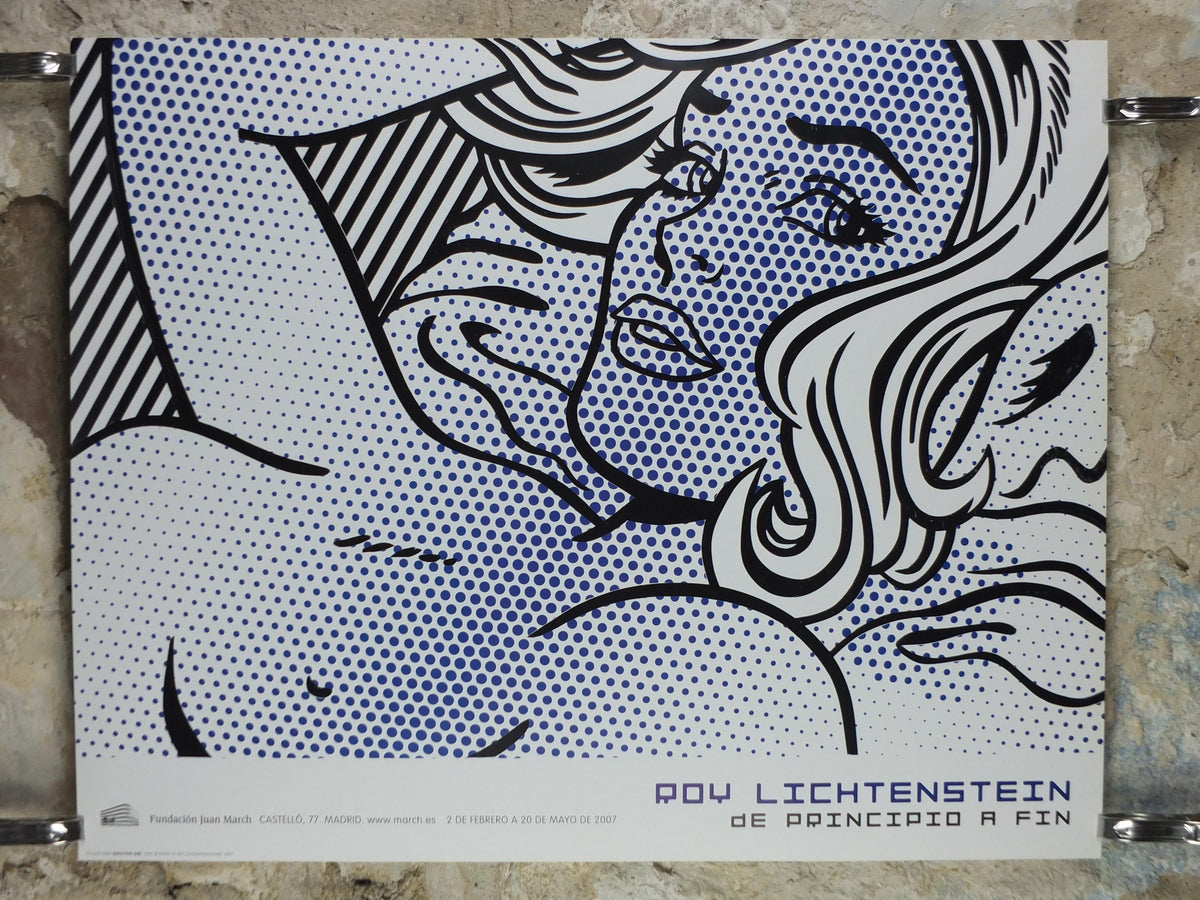 1996 Roy Lichtenstein Poster, "Seductive Girl" 1996, reclining girl with smouldering eyes adjusting her hair, Pop Art Gallery wall art decor