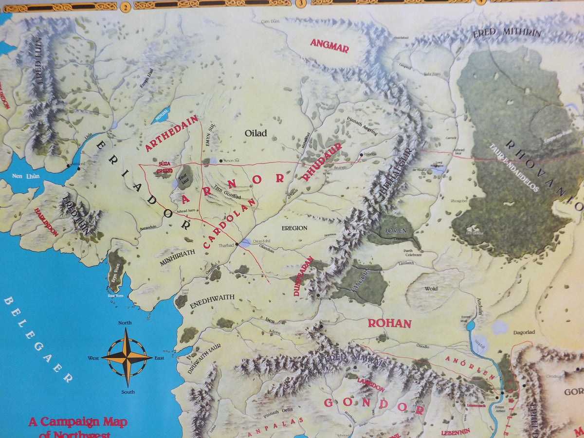 1989 Campaign Map of North West Middle Earth Poster, J.R.R. Tolkien, by Eric Hotz Peter Fenlon, Lord of the Rings, Hobbit, fantasy wall art