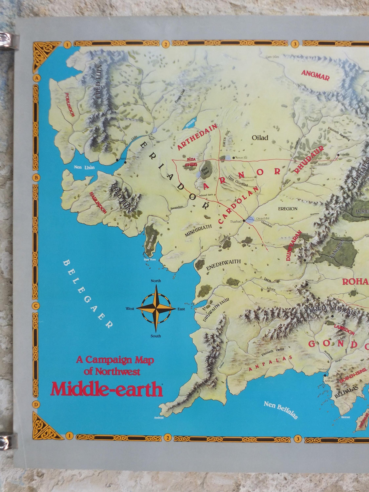 1989 Campaign Map of North West Middle Earth Poster, J.R.R. Tolkien, by Eric Hotz Peter Fenlon, Lord of the Rings, Hobbit, fantasy wall art