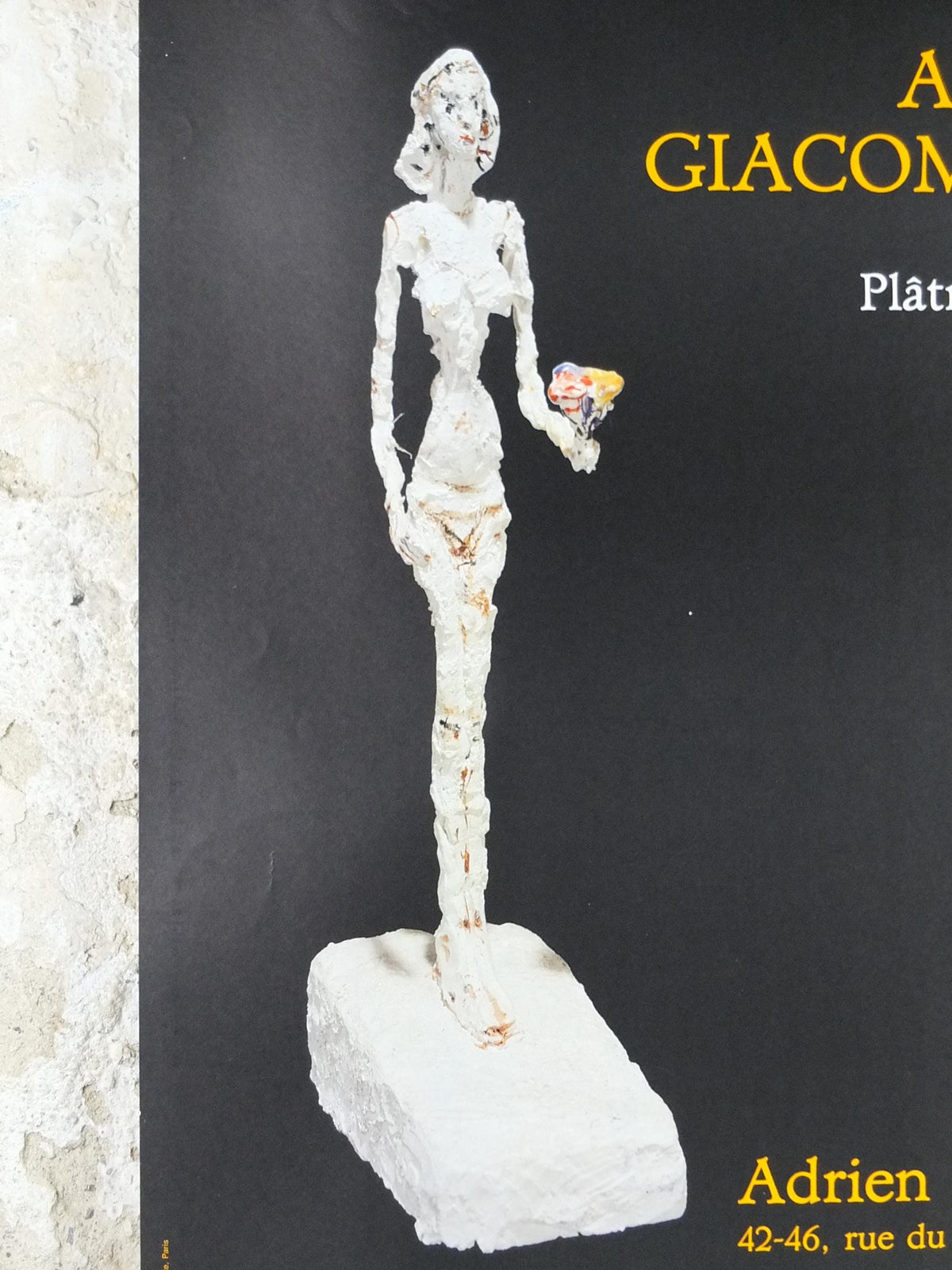 1984 Alberto Giacometti Poster, Standing woman with bouquet of flowers, Adrien Maeght, Modernism, gallery exhibition, wall art decor