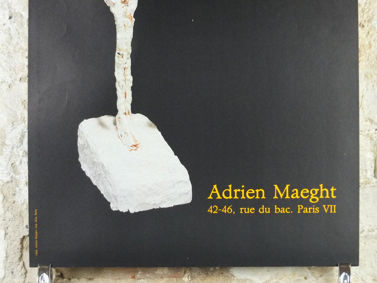 1984 Alberto Giacometti Poster, Standing woman with bouquet of flowers, Adrien Maeght, Modernism, gallery exhibition, wall art decor