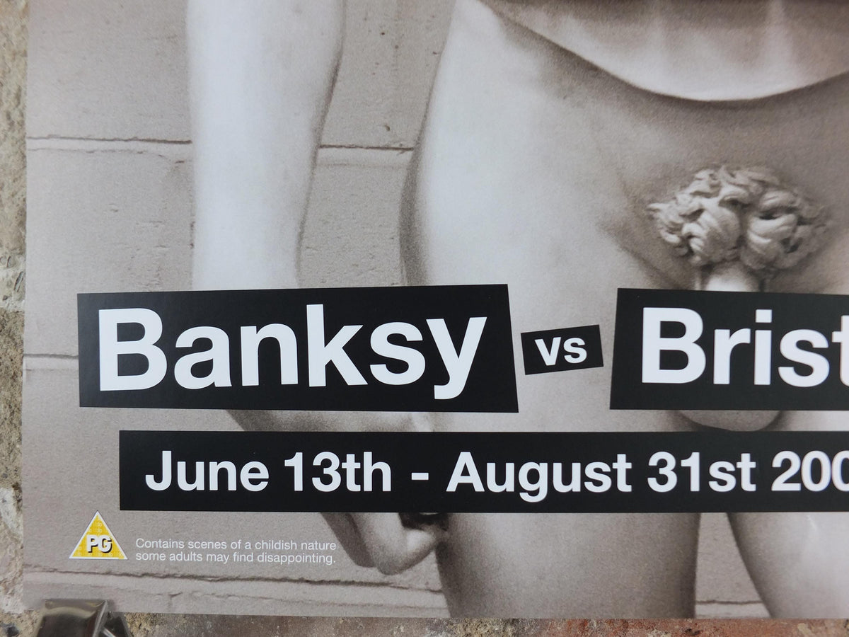 2009 Banksy V Bristol Museum Poster, David statue by Michelangelo, vest and bandana, Pop Art gallery exhibition, wall art decor