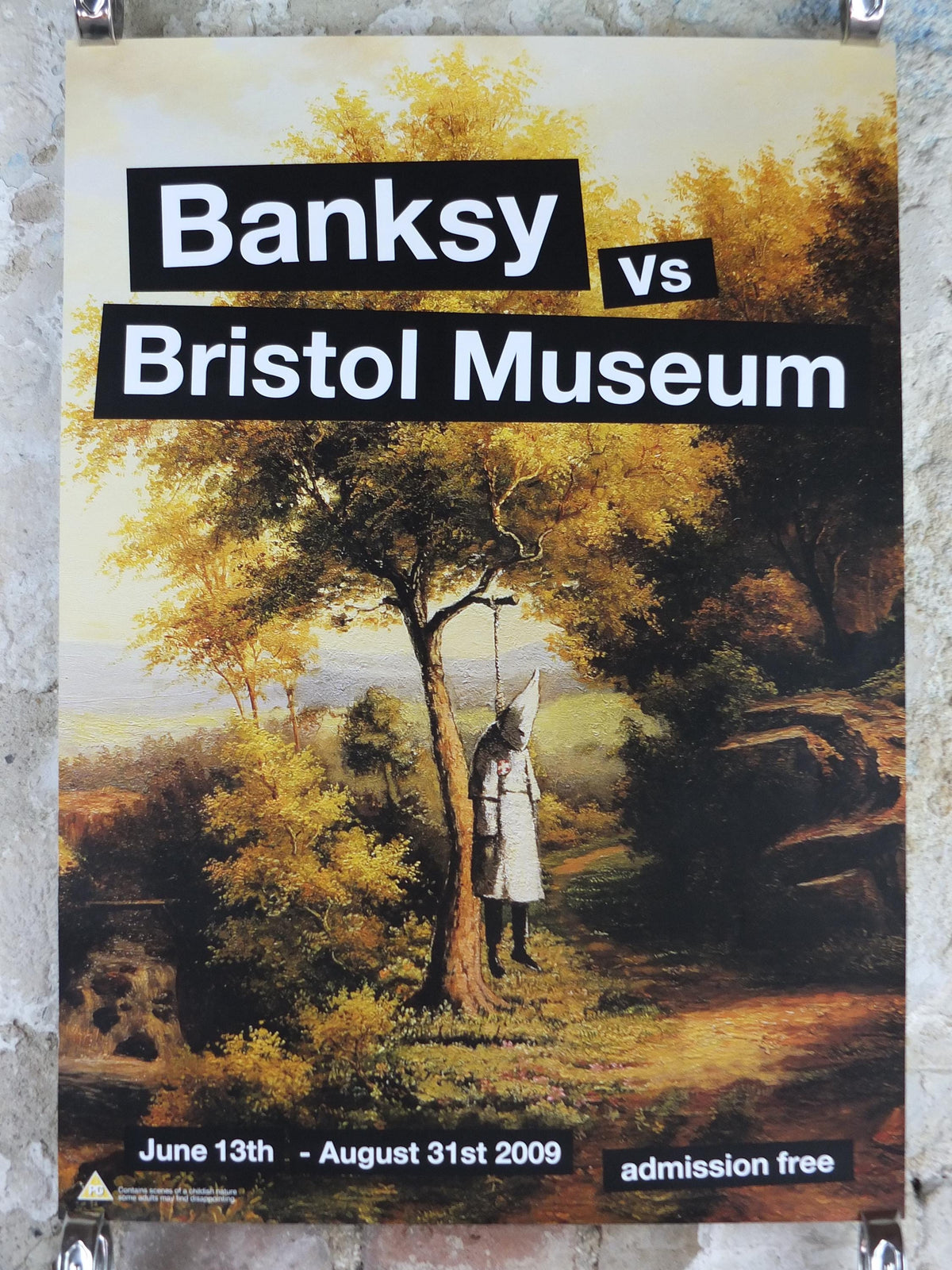 2009 Banksy V Bristol Museum Poster, Hanging Klansman, Racism and Hate, Pop Art gallery exhibition, wall art decor