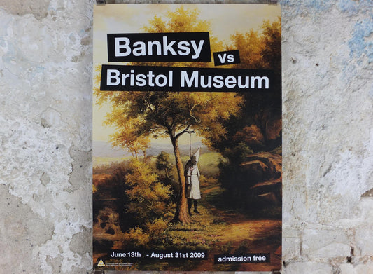 2009 Banksy V Bristol Museum Poster, Hanging Klansman, Racism and Hate, Pop Art gallery exhibition, wall art decor