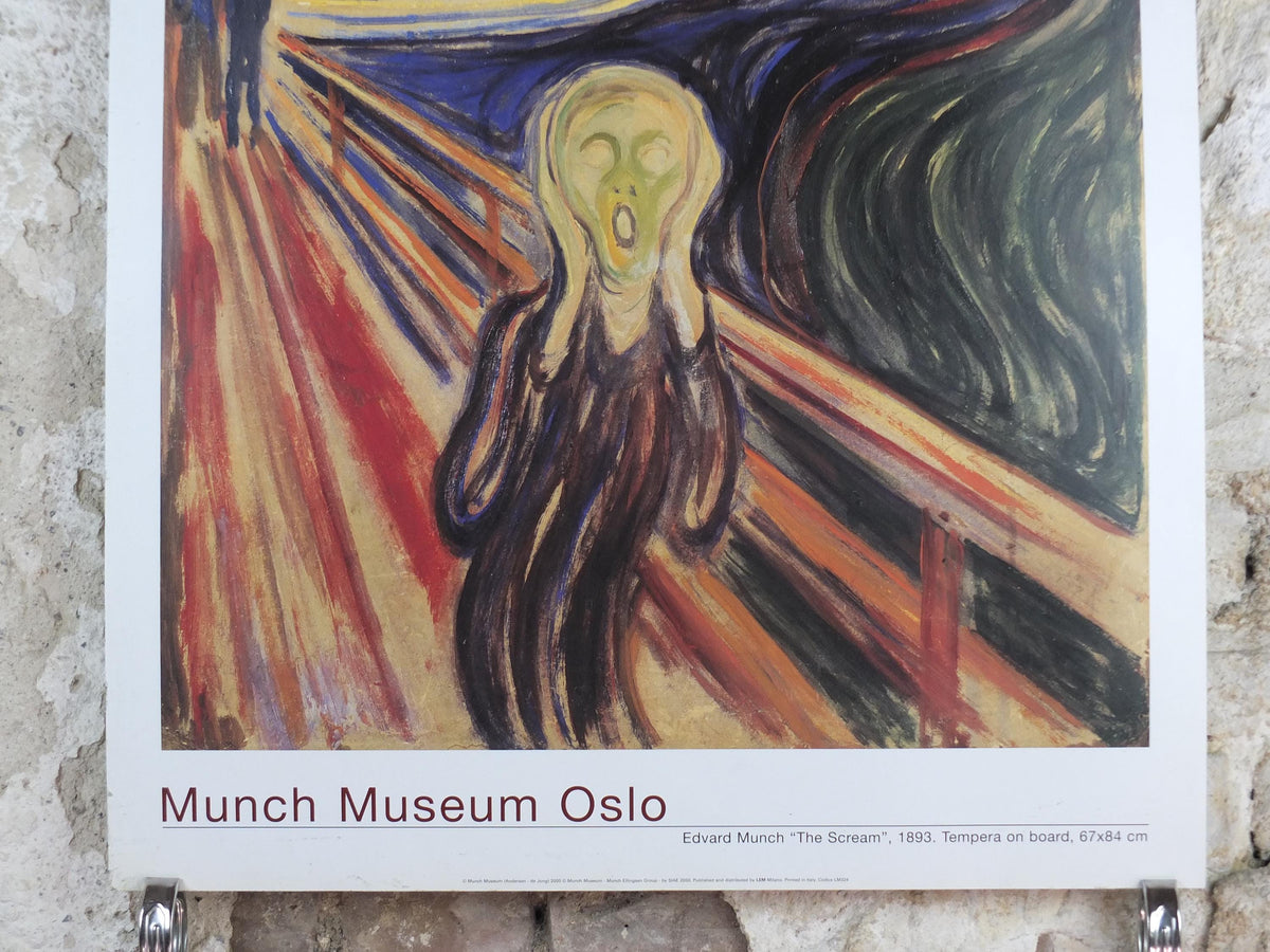 2000 Edvard Munch Poster, The Scream 1893, Skrik Munch Museet, Norway, Expressionism, Symbolism, gallery exhibition, wall art decor