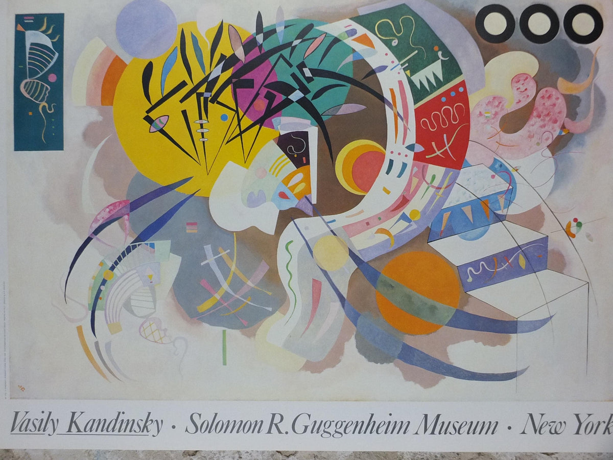 1980s Vasily Kandinsky Poster, Dominant Curve 1936, abstract art and expressionism, Guggenheim gallery exhibition wall art decor