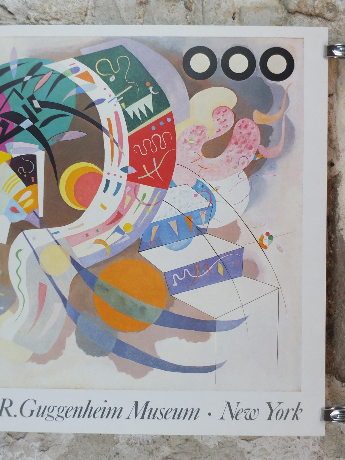 1980s Vasily Kandinsky Poster, Dominant Curve 1936, abstract art and expressionism, Guggenheim gallery exhibition wall art decor