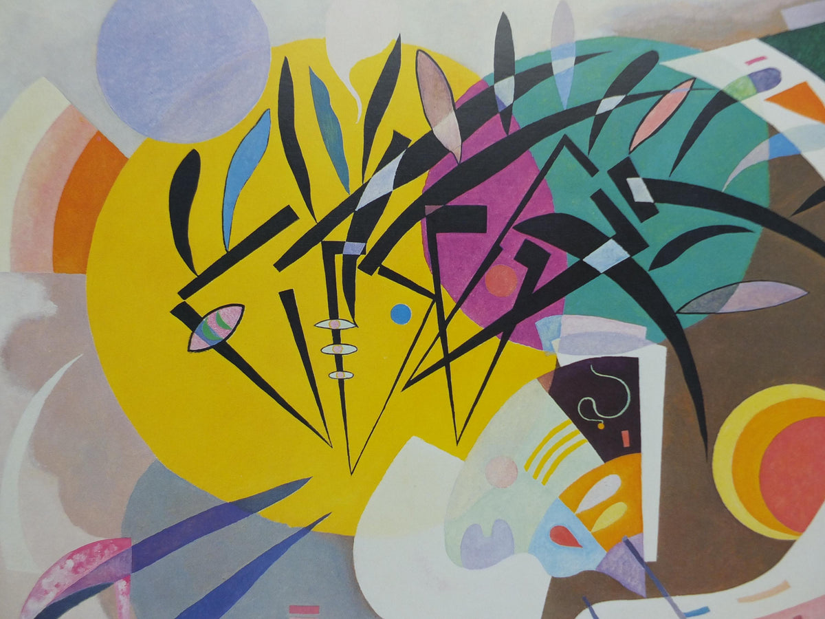 1980s Vasily Kandinsky Poster, Dominant Curve 1936, abstract art and expressionism, Guggenheim gallery exhibition wall art decor