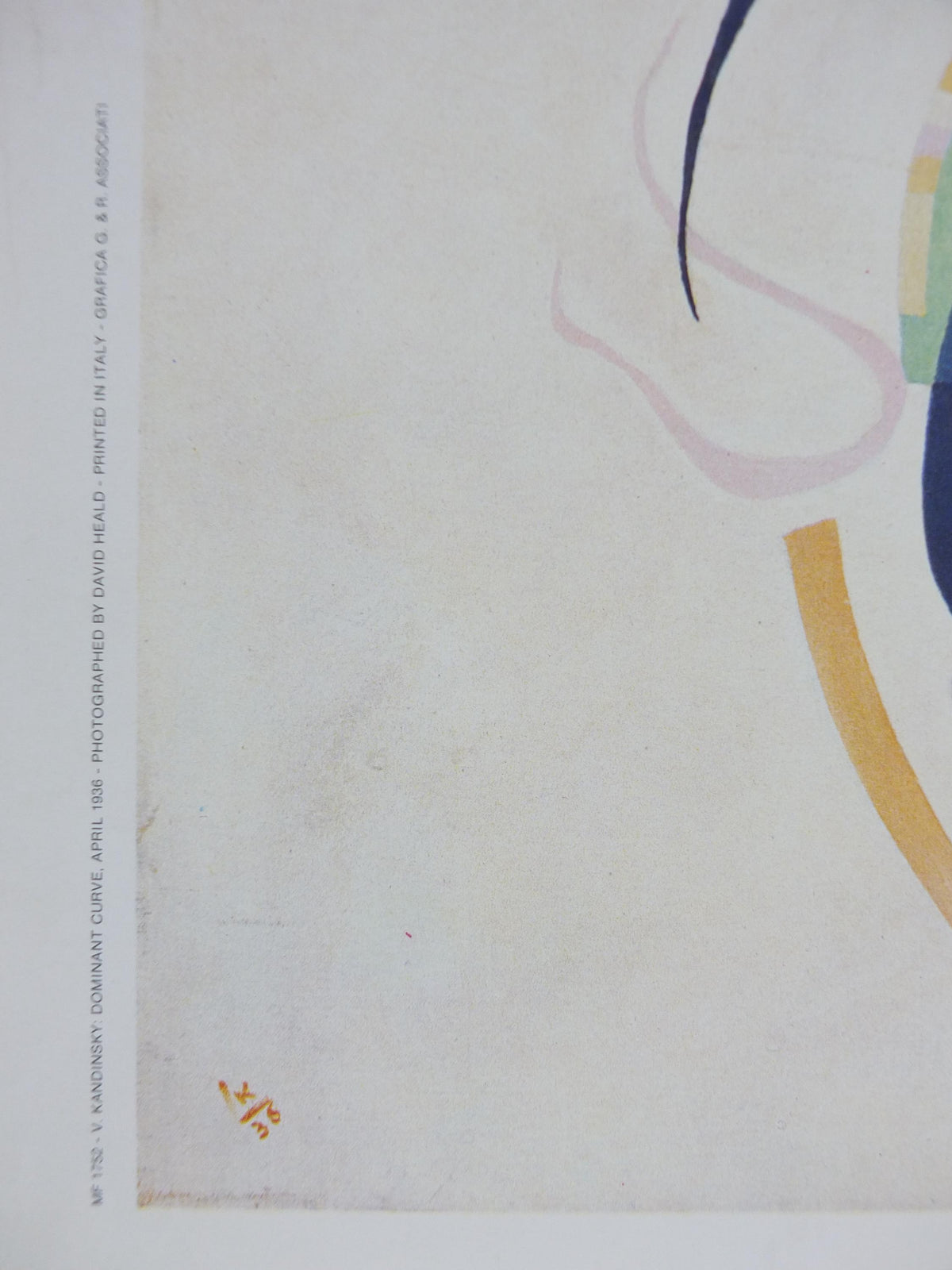 1980s Vasily Kandinsky Poster, Dominant Curve 1936, abstract art and expressionism, Guggenheim gallery exhibition wall art decor