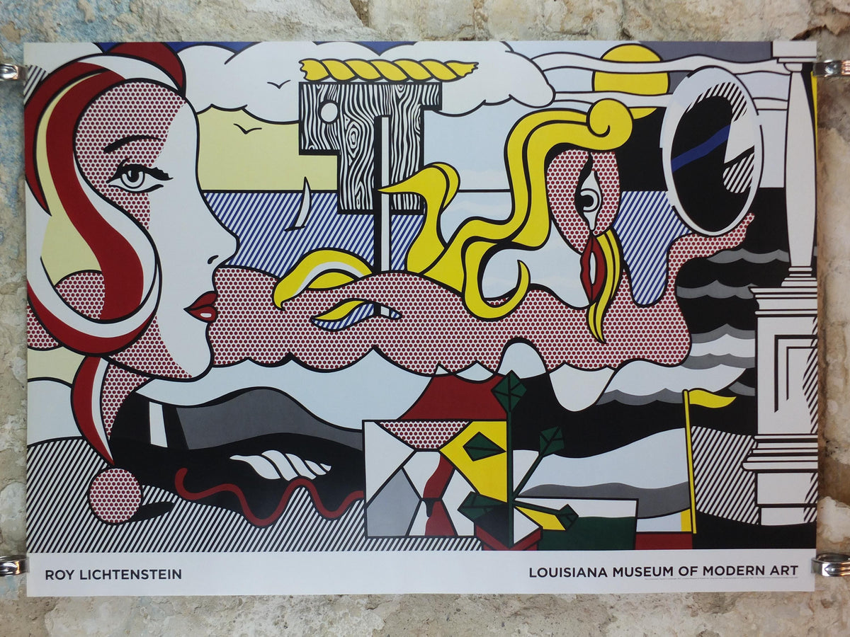 2016 Roy Lichtenstein Poster, "Figures in Landscape" 1977, Louisiana Museum of Modern Art Copenhagen Abstract Pop Art Gallery wall art decor