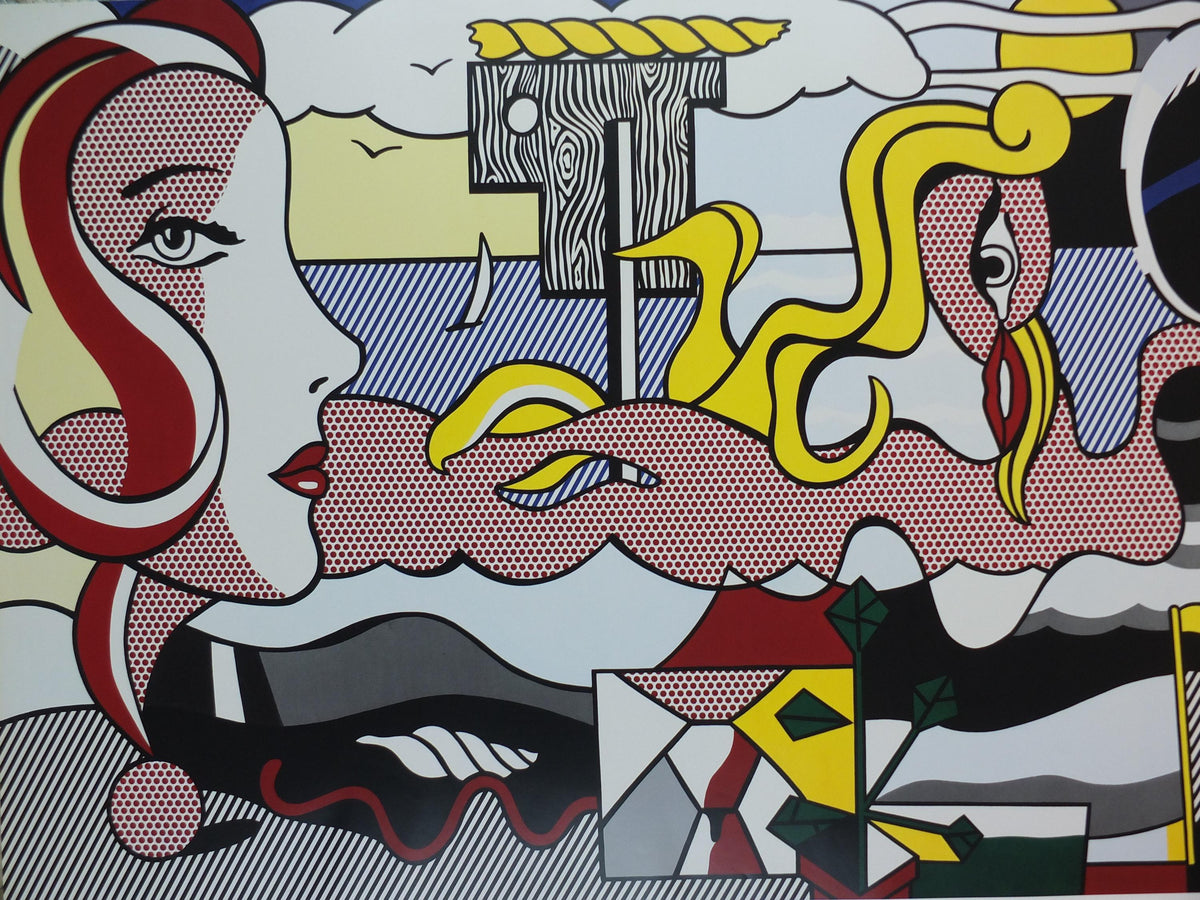 2016 Roy Lichtenstein Poster, "Figures in Landscape" 1977, Louisiana Museum of Modern Art Copenhagen Abstract Pop Art Gallery wall art decor