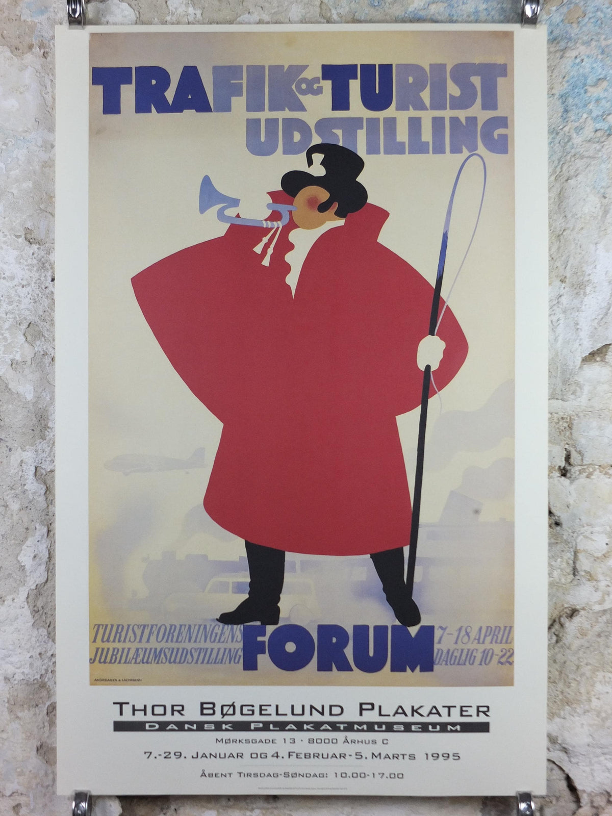 1995 Thor Bogelund Poster, Red-coated Bugler, Travel, Trafik og Turist Unstilling Forum 1938,  gallery exhibition wall art decor