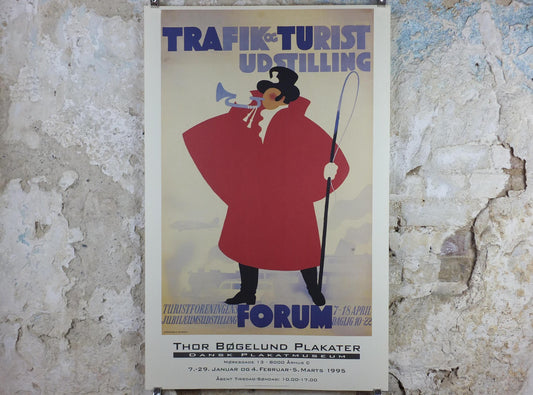 1995 Thor Bogelund Poster, Red-coated Bugler, Travel, Trafik og Turist Unstilling Forum 1938, gallery exhibition wall art decor