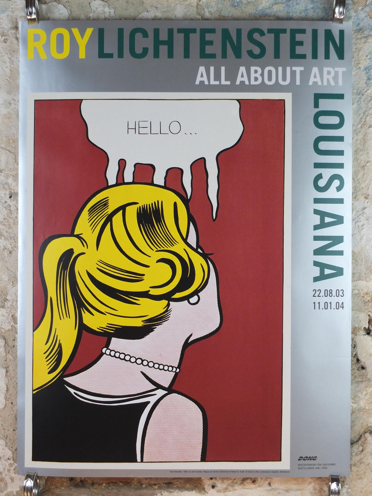 2003 Roy Lichtenstein Poster, "Hello" Cold Shoulder 1963, apprehensive blonde, All About Art, Gallery Exhibition wall art decor