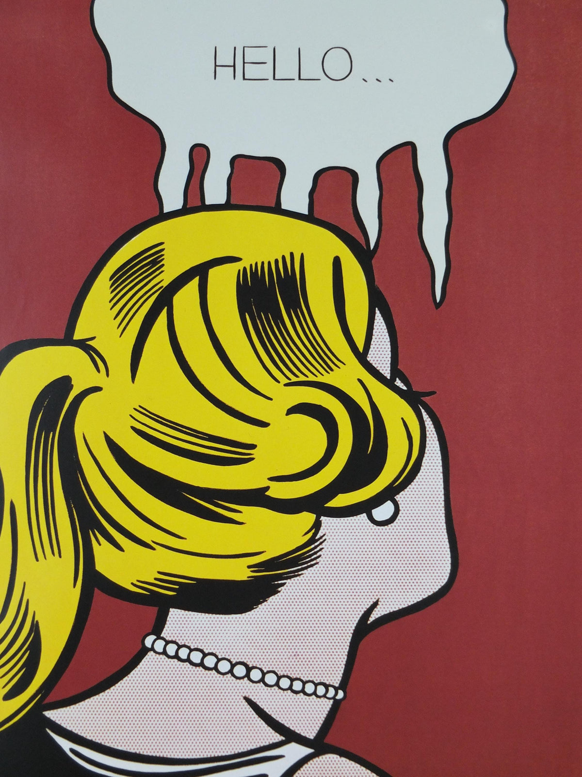 2003 Roy Lichtenstein Poster, "Hello" Cold Shoulder 1963, apprehensive blonde, All About Art, Gallery Exhibition wall art decor