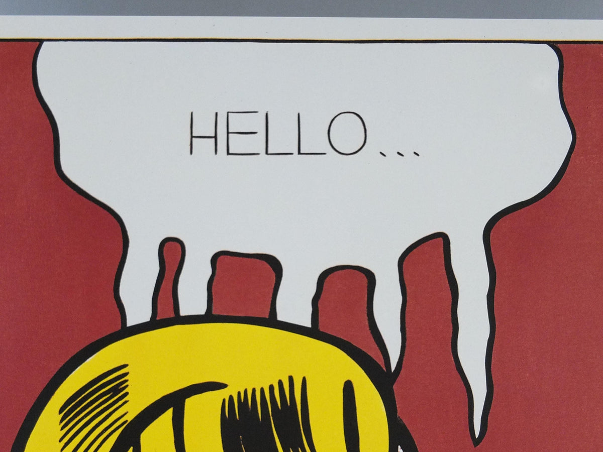 2003 Roy Lichtenstein Poster, "Hello" Cold Shoulder 1963, apprehensive blonde, All About Art, Gallery Exhibition wall art decor