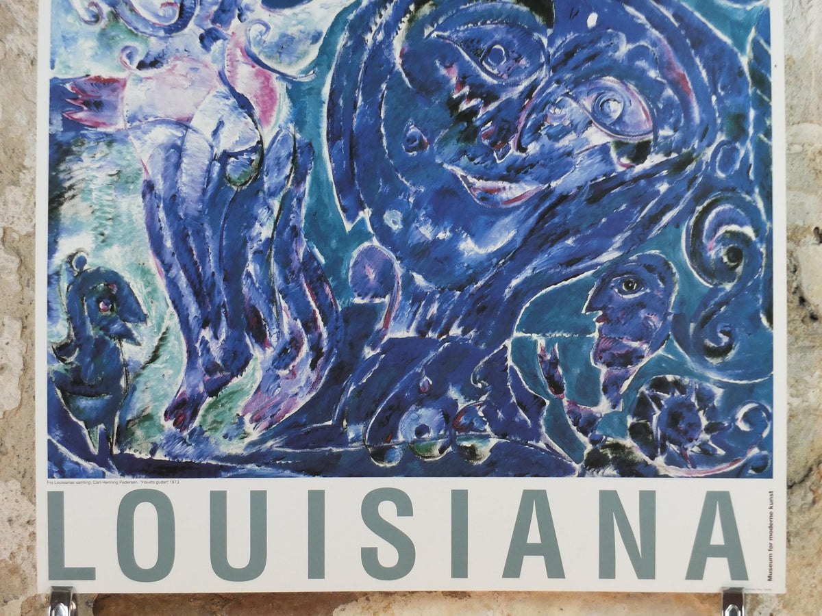 1973 Carl-Henning Pedersen Poster, Gods of the Sea, Havets Guder, Louisiana, COBRA movement, gallery exhibition, wall art decor