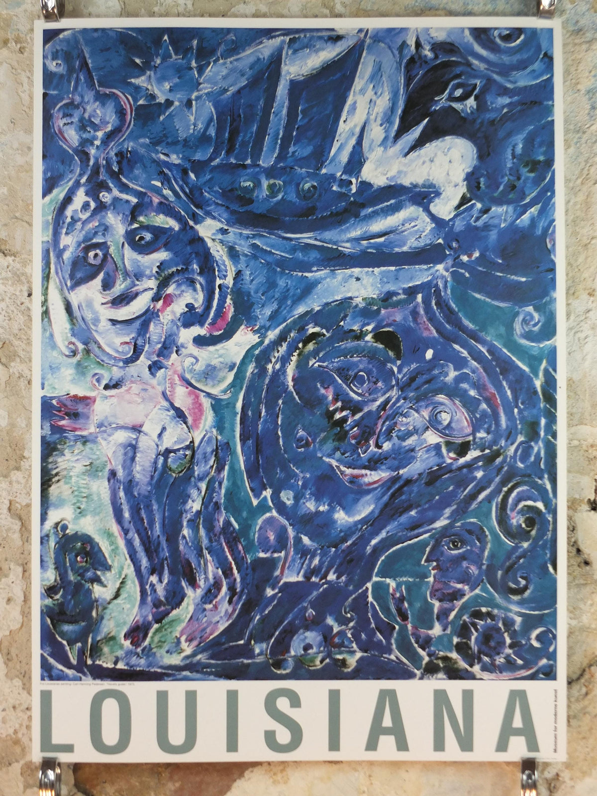 1973 Carl-Henning Pedersen Poster, Gods of the Sea, Havets Guder, Louisiana, COBRA movement, gallery exhibition, wall art decor