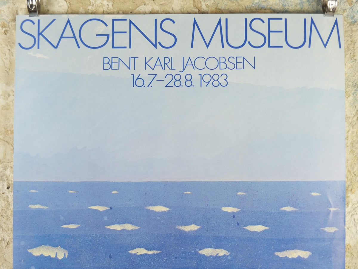 1983 Bent Karl Jacobsen Poster, Skagen Beach Scene, Skagens Museum, gallery exhibition, wall art decor