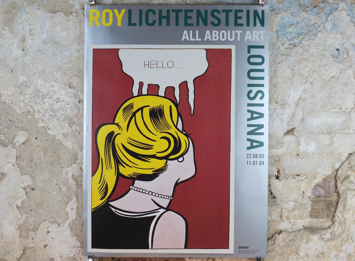 2003 Roy Lichtenstein Poster, "Hello" Cold Shoulder 1963, apprehensive blonde, All About Art, Gallery Exhibition wall art decor