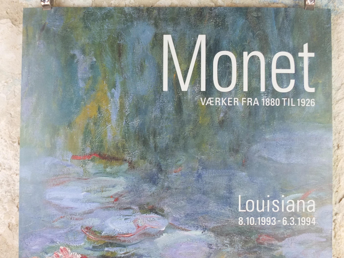 1993 Claude Monet Poster, Water Lilies, Louisiana Museum of Modern Art, Nymphéas, Åkander, Impression gallery exhibition, wall art decor