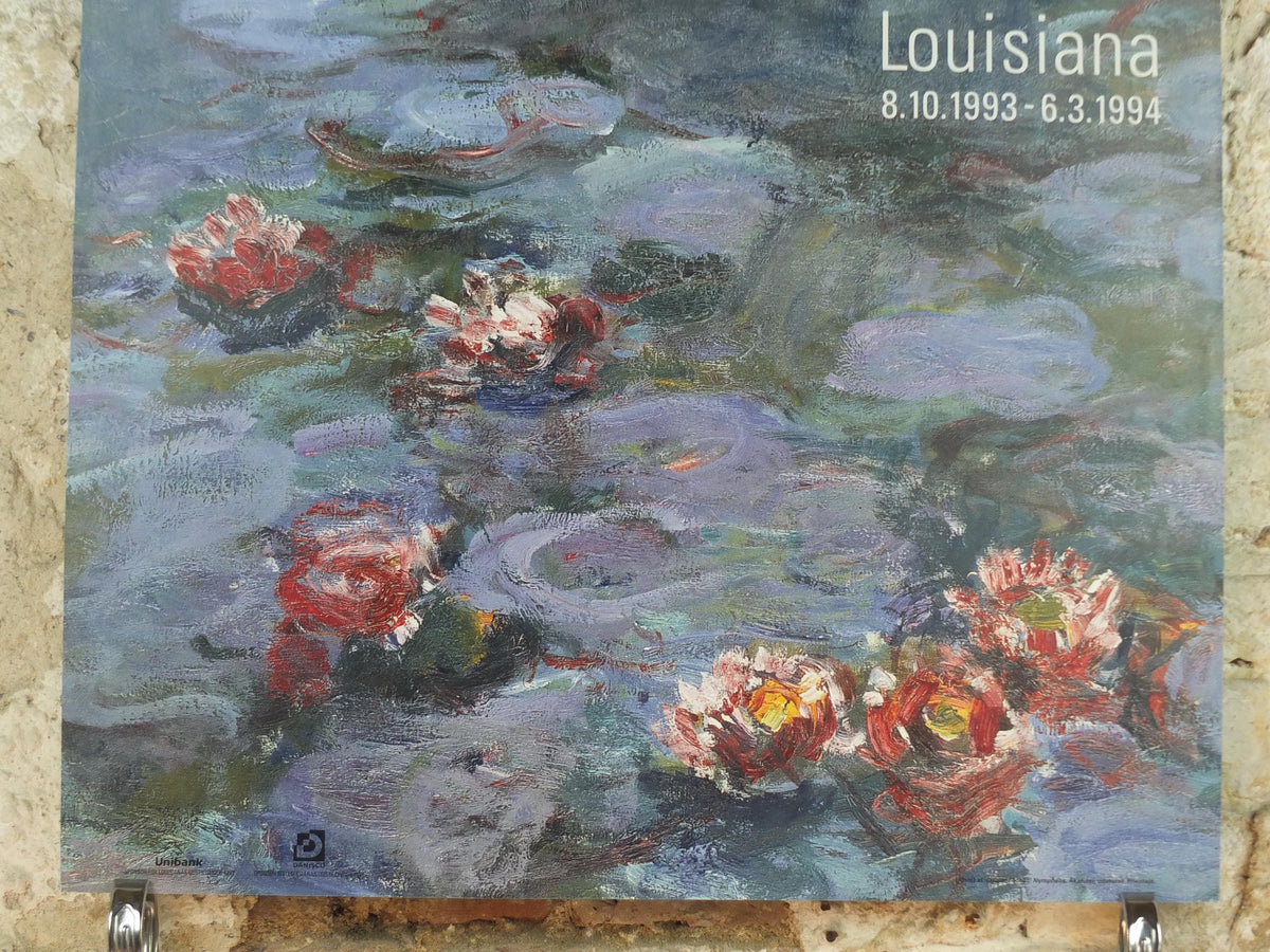 1993 Claude Monet Poster, Water Lilies, Louisiana Museum of Modern Art, Nymphéas, Åkander, Impression gallery exhibition, wall art decor