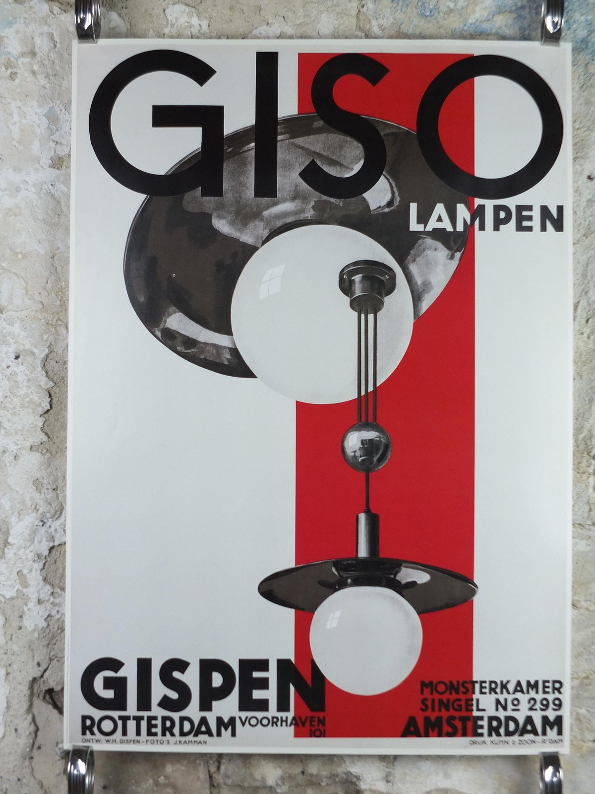 1986 Giso Lamp Poster, designed by W H  Gispen, Design Lights and Lighting, European Design Lamps, wall art decor