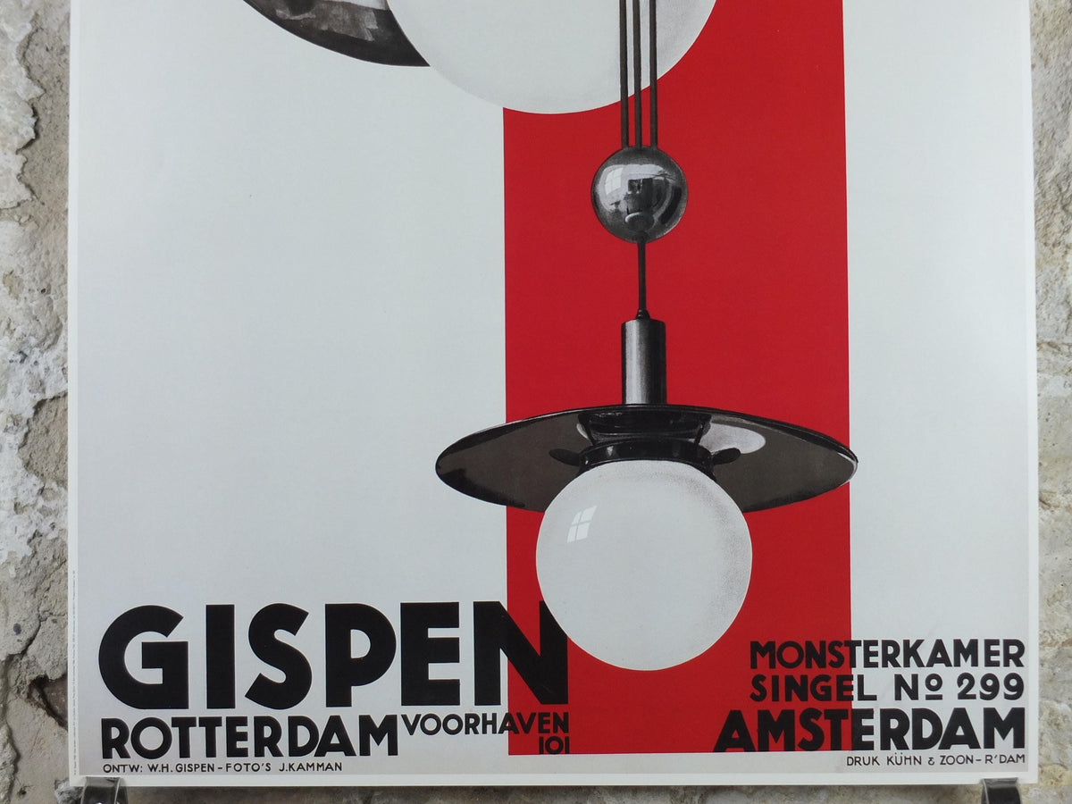 1986 Giso Lamp Poster, designed by W H Gispen, Design Lights and Lighting, European Design Lamps, wall art decor
