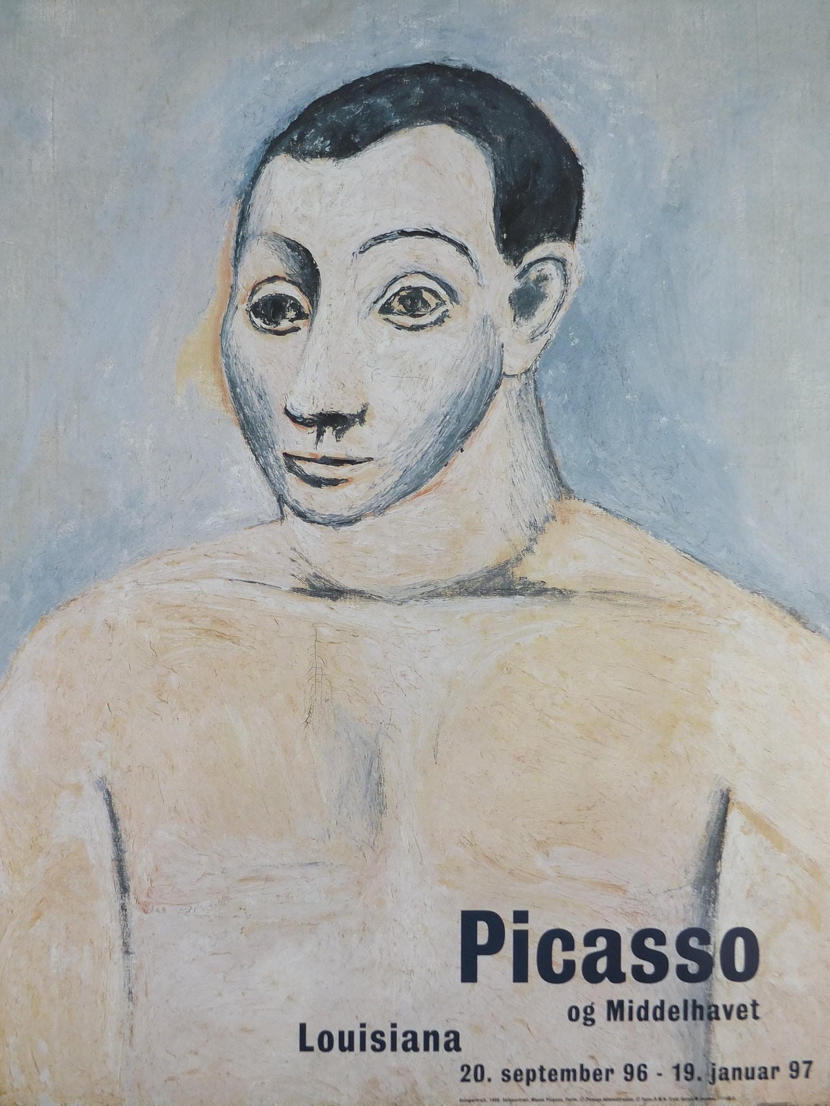 1996 Pablo Picasso Poster, Self Portrait 1906, Blue Period, Louisiana Museum of Modern Art, Copenhagen, gallery exhibition, wall art decor