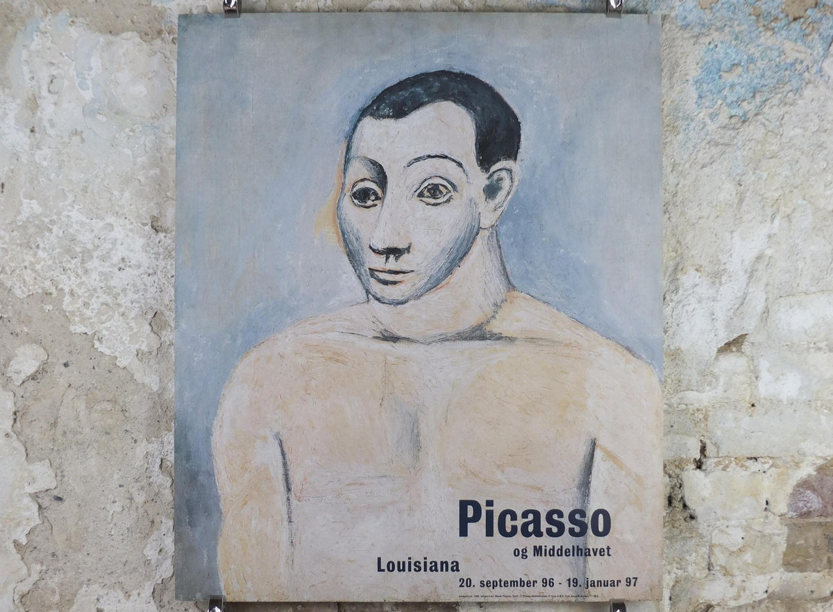 1996 Pablo Picasso Poster, Self Portrait 1906, Blue Period, Louisiana Museum of Modern Art, Copenhagen, gallery exhibition, wall art decor