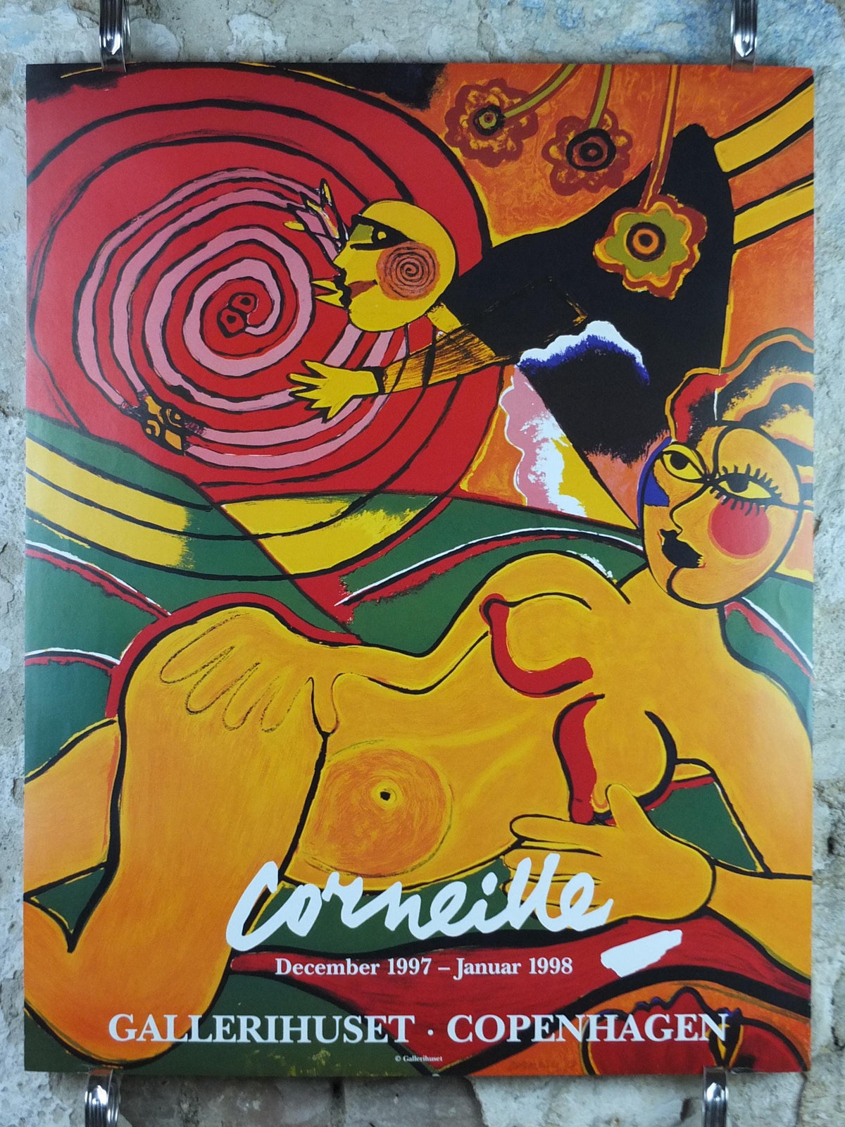 1997 Corneille Poster, Serpent Sun, Yellow Nude, Cobra Group, Reflex Movement, Guillaume Beverloo, artist gallery exhibition, wall art decor